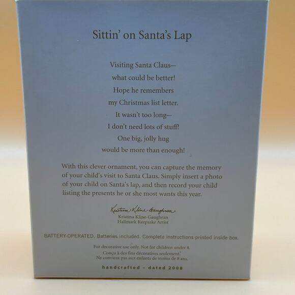 2008 Hallmark Keepsake "Sittin' on Santa's Lap" Recordable Ornament - Photo Hold - Picture 2 of 3